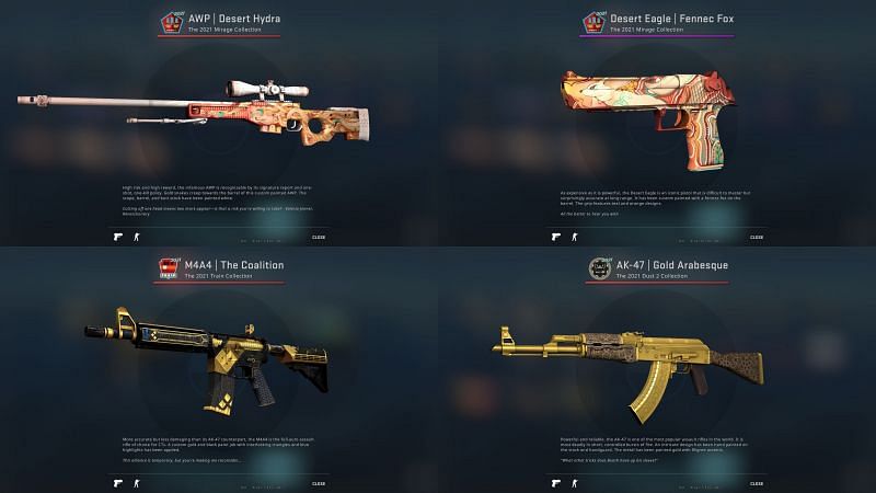  A few skins from the update (Image via Valve Corporation)