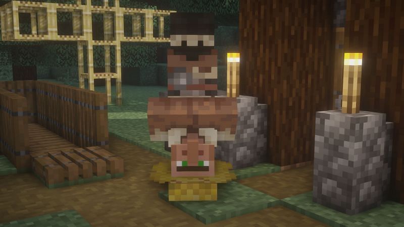 An upside-down villager in the game (Image via Minecraft)