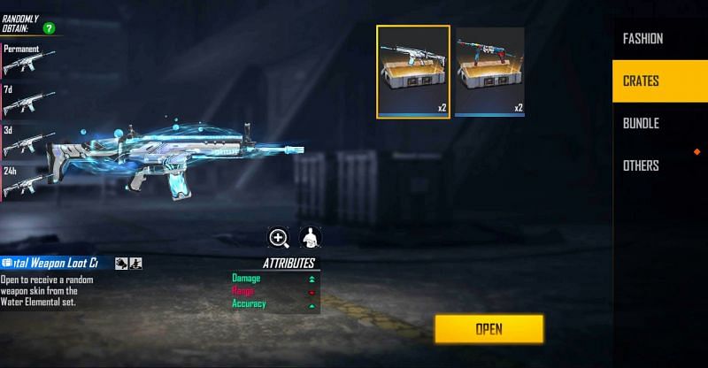 2x Water Elemental Weapon Loot Crate (Image via Free Fire)