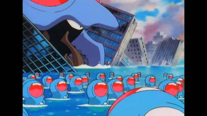 Tentacruel and Tentacool as they appear in the anime (Image via The Pokemon Company)