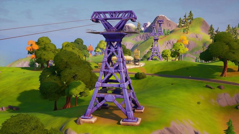 Ziplines will need to be landed on or built up to to complete the challenge for Fabio Sparklemane. (Image via Epic Games)