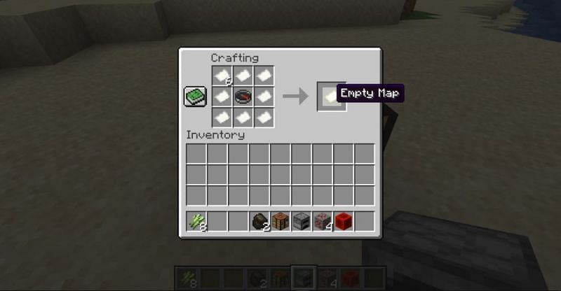 Crafting a map (Image via Minecraft)