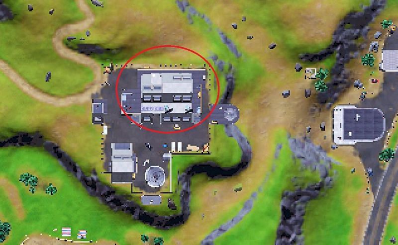 IO equipment location in Dinky Dish (Image via Fortnite.GG)