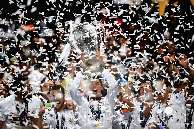 Real Madrid celebrate their 2013-14 UEFA Champions League success.
