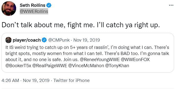 Seth Rollins challenged CM Punk to a fight in 2019!