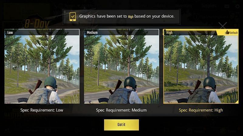 PUBG Mobile Lite graphics settings (Image via Krafton)