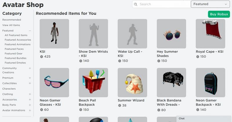 roblox free catalog