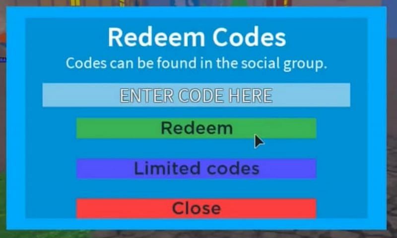 The code redemption window for Legends RPG 2 (Image via Roblox Corporation)