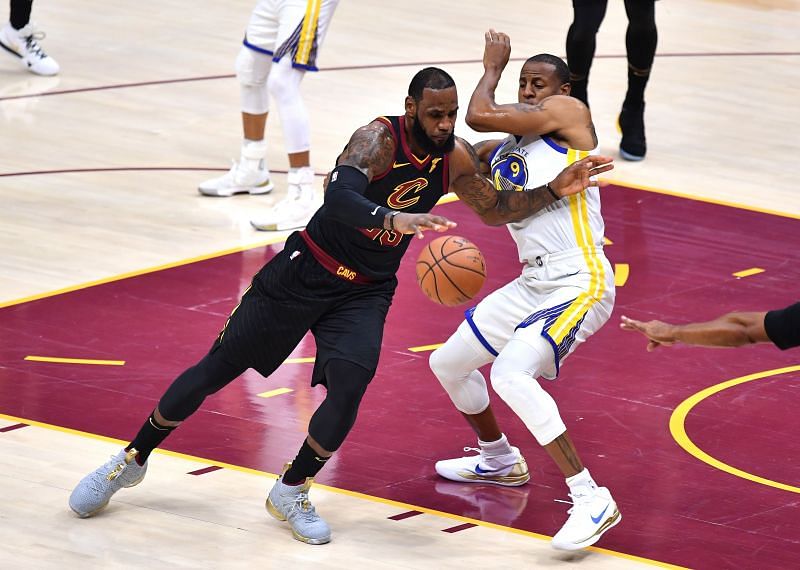 2018 NBA Finals - Game Three; &lt;a href=&#039;https://www.sportskeeda.com/basketball/lebron-james&#039; target=&#039;_blank&#039; rel=&#039;noopener noreferrer&#039;&gt;LeBron&lt;/a&gt; James drives past &lt;a href=&#039;https://www.sportskeeda.com/basketball/andre-iguodala&#039; target=&#039;_blank&#039; rel=&#039;noopener noreferrer&#039;&gt;Andre Iguodala&lt;/a&gt;