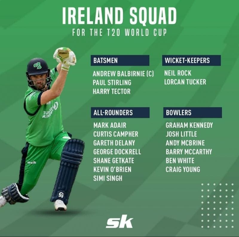 Ireland's 2021 T20 world cup squad