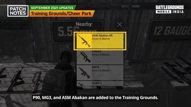 New weapons have been added to the training grounds (Image via BGMI, Krafton)