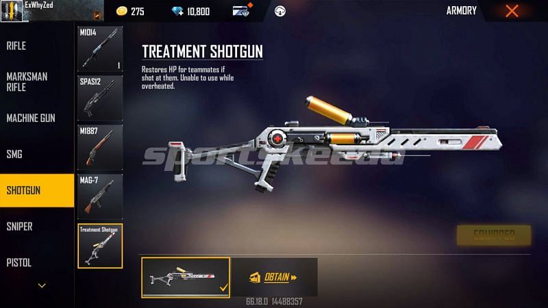 Treatment Shotgun is one of the weapons added (Image via Free Fire)