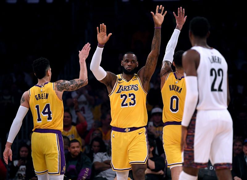 Brooklyn Nets and LA Lakers during an NBA game.