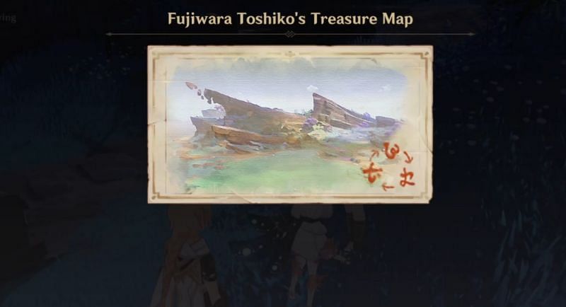 The treasure map from Toshiko (Image via Genshin Impact)