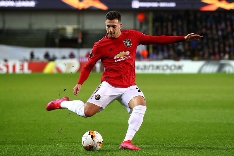 Diogo Dalot in action for Manchester United.