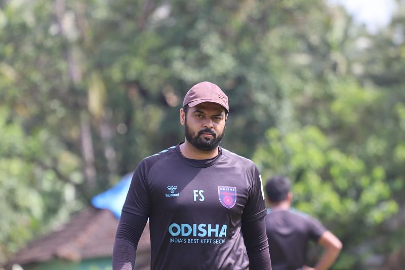 Dr. Firoz Shaikh during an Odisha FC training session.