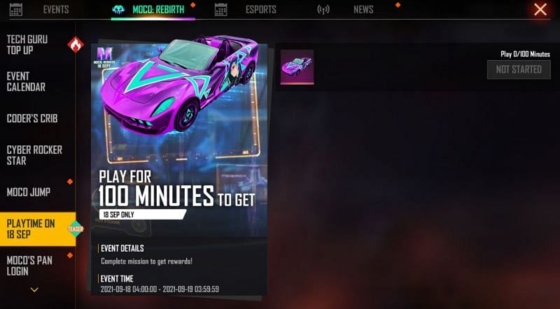 Users would need to play for 100 minutes to get the skin (Image via Free Fire)