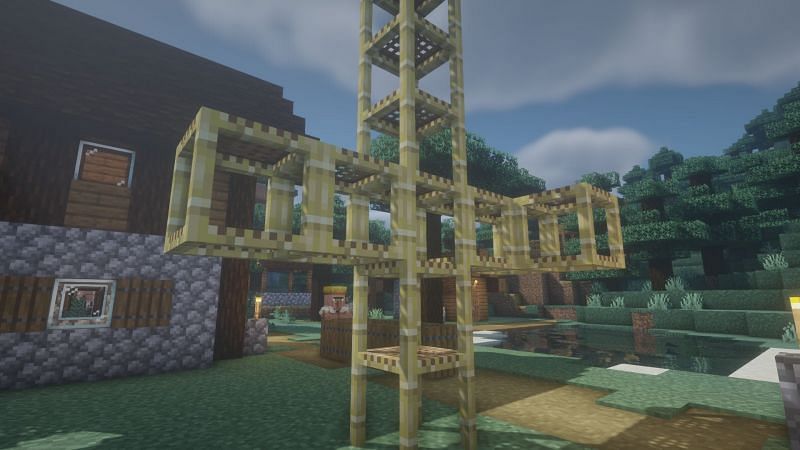 Scaffolding in the game (Image via Minecraft)