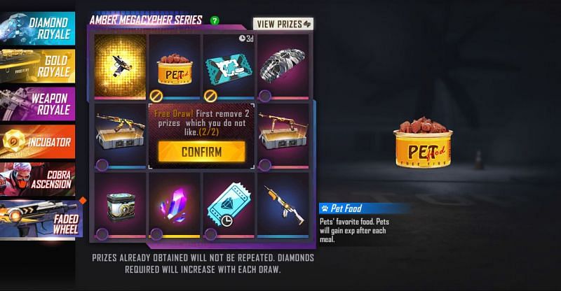 After removing two items, hit the confirm button (Image via Free Fire)