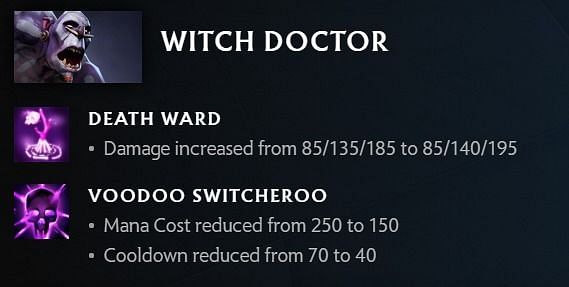 Witch Doctor changes in Dota 2 7.30c