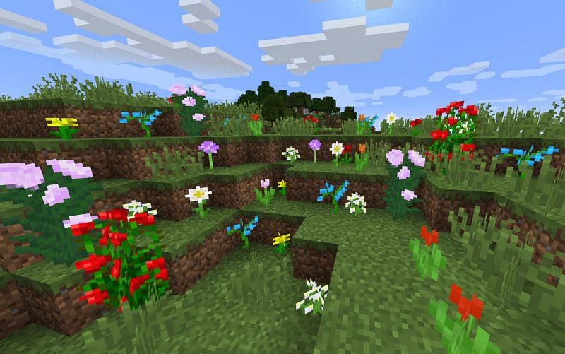 Flowers now have a huge variety compared to Minecraft&#039;s early days (Image via Mojang)