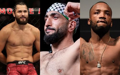 Jorge Masvidal (left); Belal Muhammad (center); Leon Edwards (right)