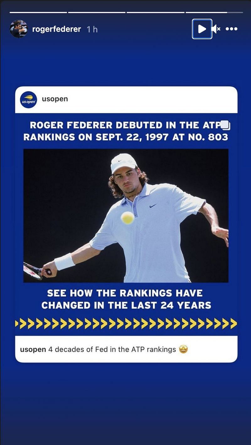 Roger Federer shares the post on his Instagram story