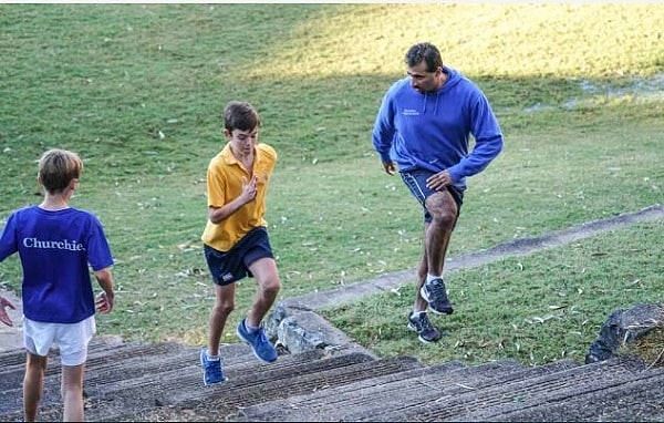 2000 Sydney Olympian Rajeev Balakrishnan (R) is the athletics coach at the University of Queensland