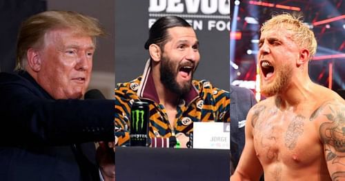 Donald Trump (left); Jorge Masvidal (center); Jake Paul (left)