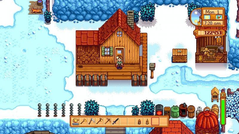 Winter in Stardew Valley, the final season of the year. (Image via Stardew Valley)