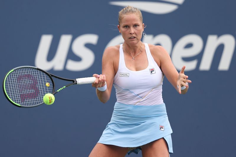 Shelby Rogers strikes a forehand during her second-round match at the 2021 US Open