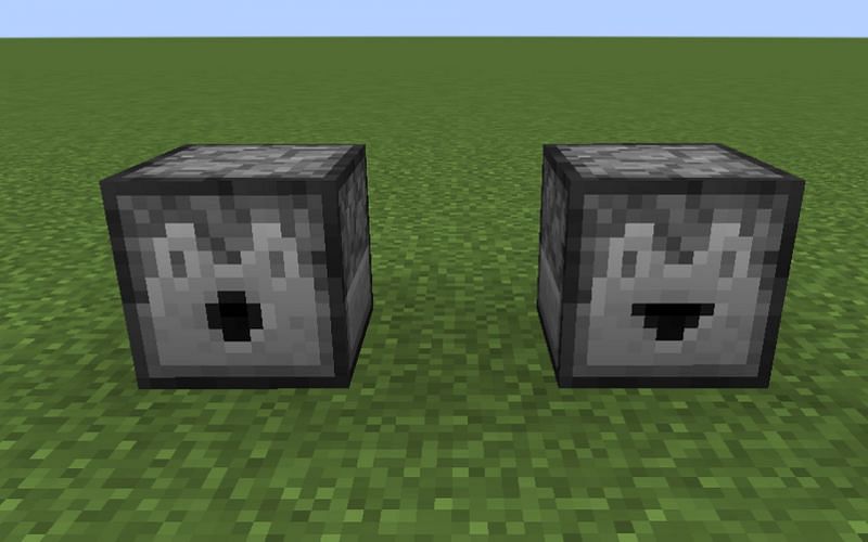 An image of Minecraft dispenser and dropper blocks side-by-side (Image via Minecraft)