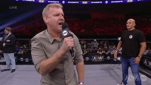 Dan Lambert cutting a promo at AEW Dynamite