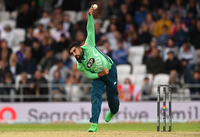 Tabraiz Shamsi in action during The Hundred.
