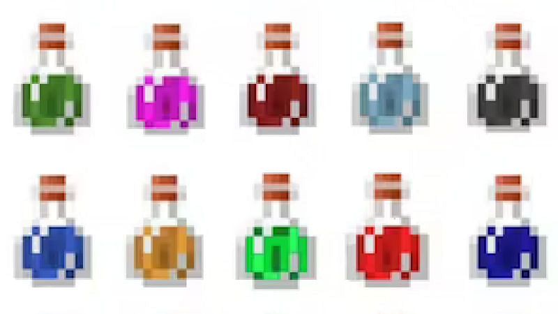 An image of several Minecraft potions on a white background (Image via Minecraft)