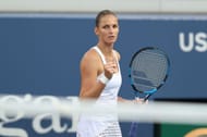Karolina Pliskova celebrates a point during the 2021 US Open