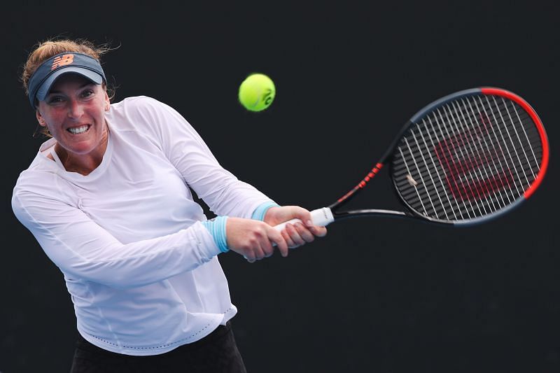Madison Brengle in action at the 2021 Yarra Valley Classic.