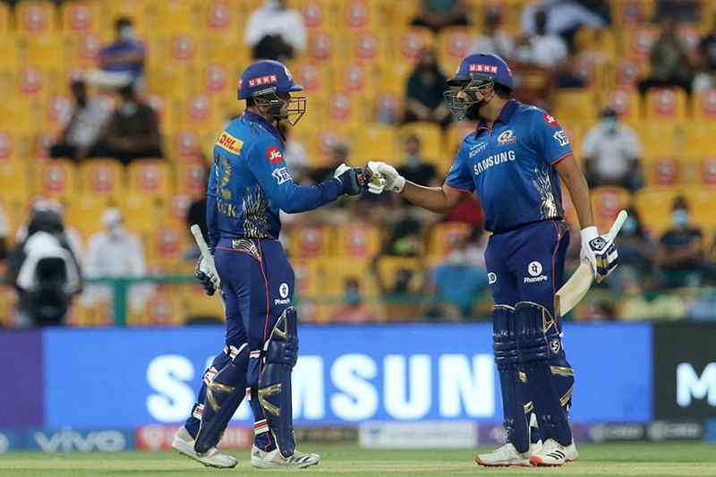 Quinton de Kock and Rohit Sharma. Pic: IPLT20.COM