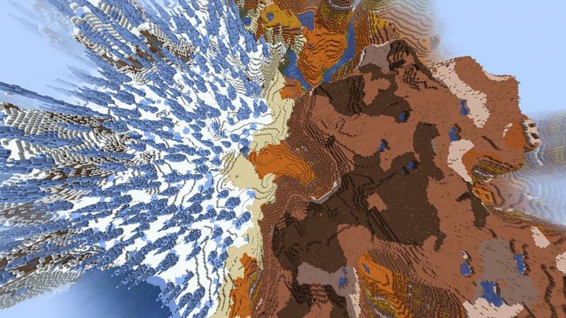 Ice spikes meet badlands (Image via Minecraft)