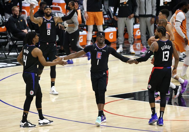 Reggie Jackson celebrates for the LA Clippers in last seasons playoffs