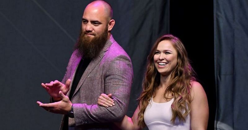 Ronda Rousey and Travis Browne at the UFC Hall of Fame ceremony