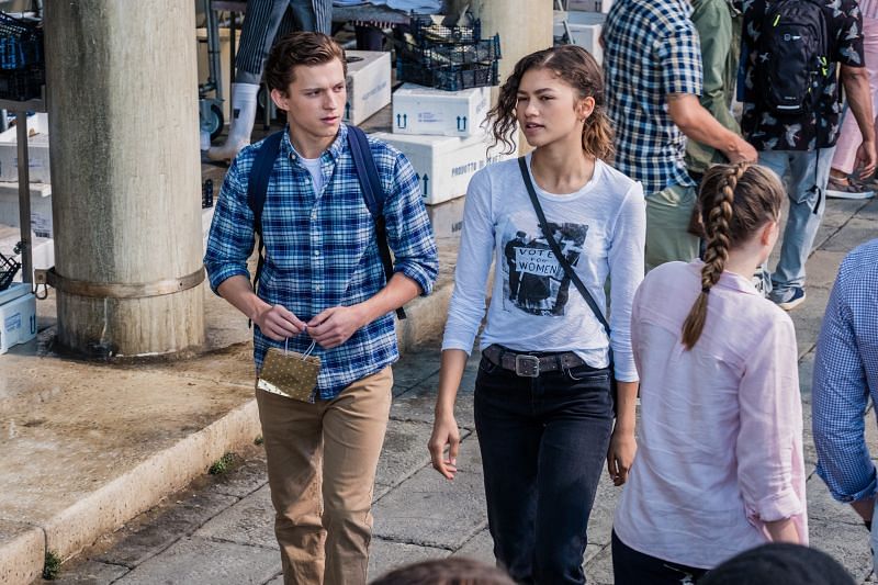 Holland as Peter Parker with Zendaya&#039;s MJ in Spider-Man: Far From Home (Image via Sony Pictures/ Marvel Studios)