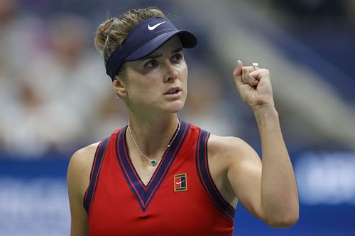 Elina Svitolina against Simona Halep at the 2021 US Open