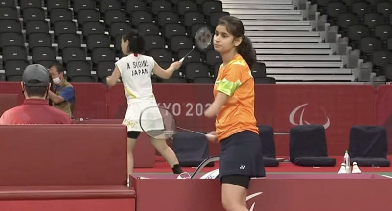 Palak Kohli in action during women&#039;s singles match against Suzuki