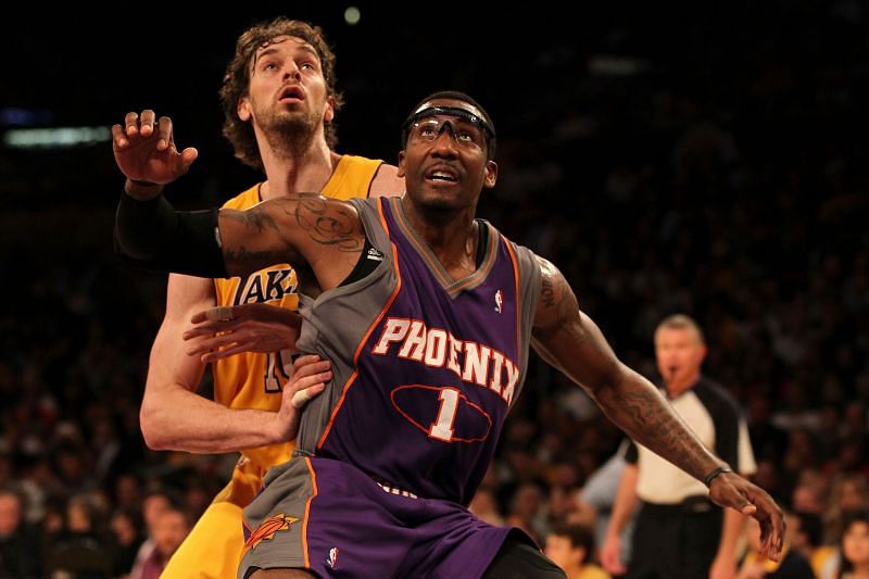 Amar'e Stoudamire of the Phoenix Suns in action during an NBA Playoff game in 2008.