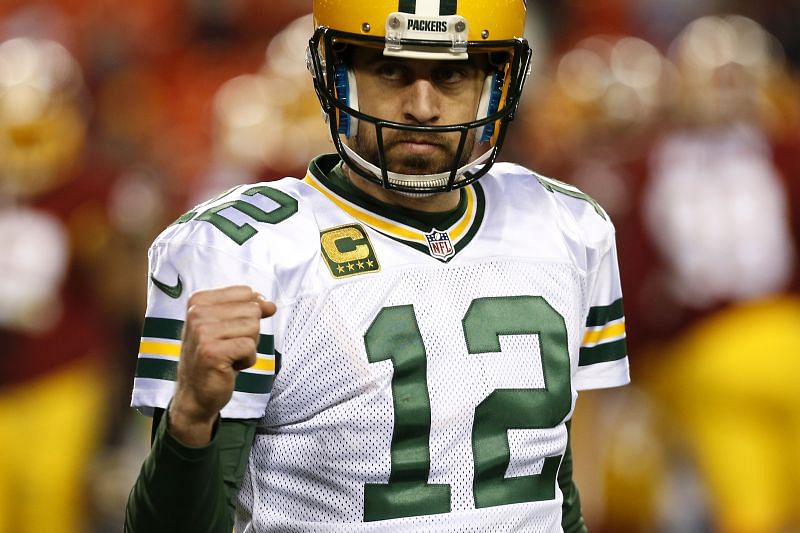 Aaron Rodgers playing for the Green Bay Packers