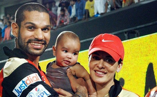 Shikhar Dhawan with his wife and his son