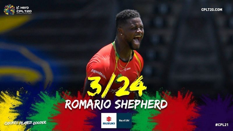 Romario Shepherd bowled a match-winning spell with the ball (Pic: @CPL Twitter)