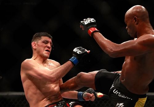 UFC 183: Anderson Silva kicks Nick Diaz