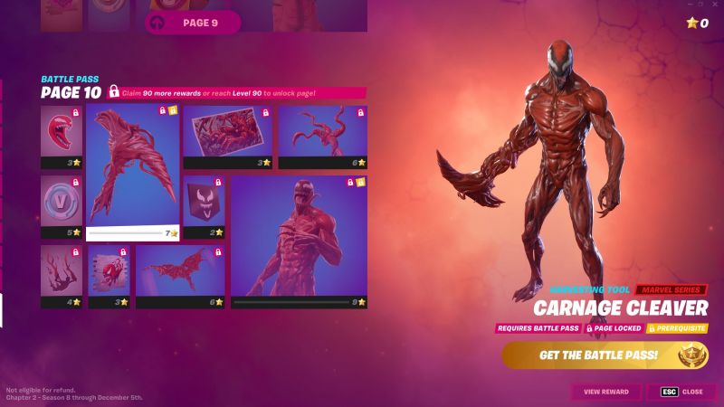 Carnage skin in Fortnite Chapter 2 Season 8 Battle Pass (Image via iFireMonkey/Twitter)